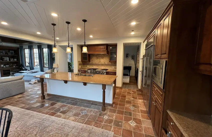 Whole-home remodel with open-plan kitchen and living room