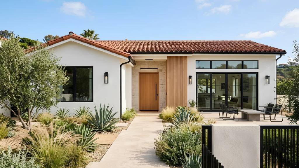 Modern San Diego home remodeling project featuring a renovated single-story home with custom landscaping, patio space, and contemporary exterior design