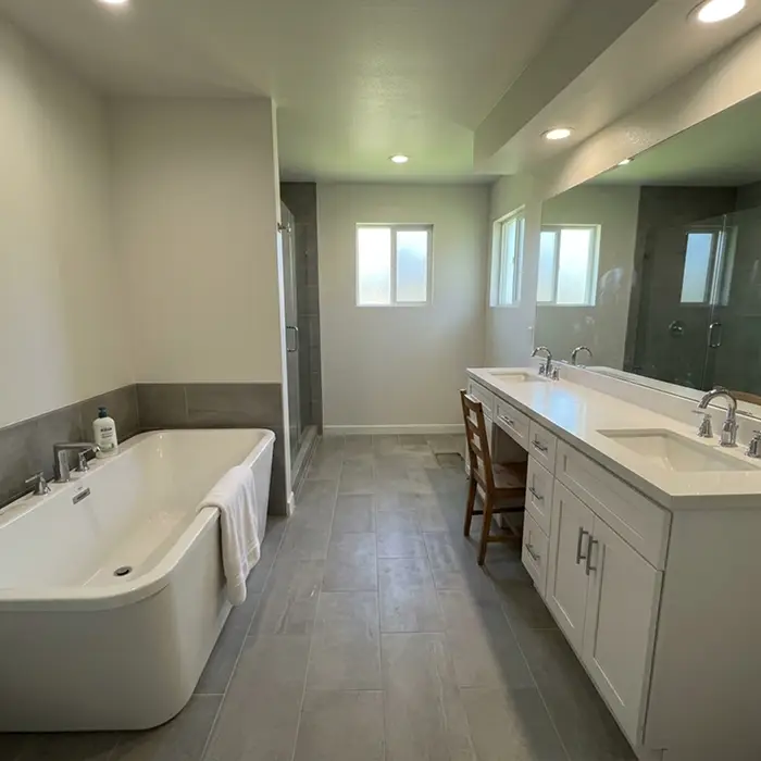 Primary master bath with freestanding soaking tub