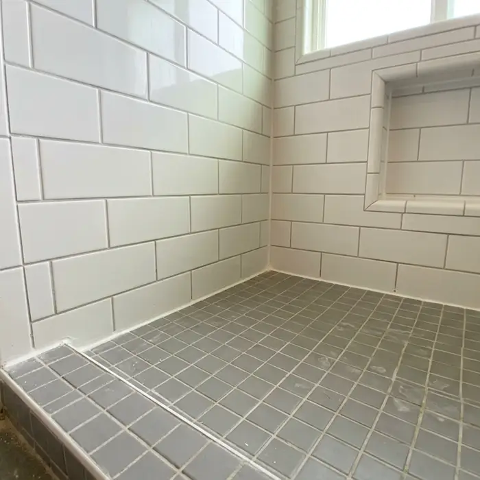 Waterproofed shower substrate ready for tile
