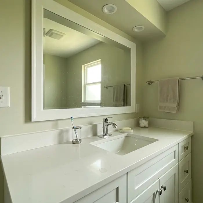 Bathroom vanity, sink, fixtures and lighting