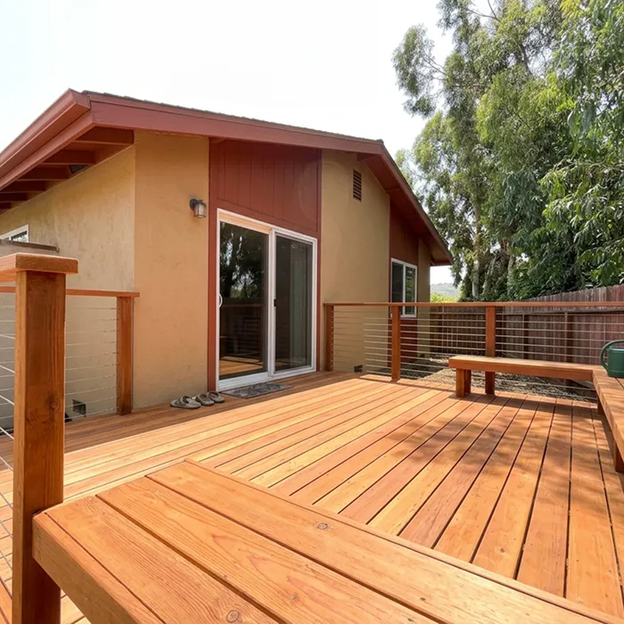 Deck Construction — redwood deck with cable railing