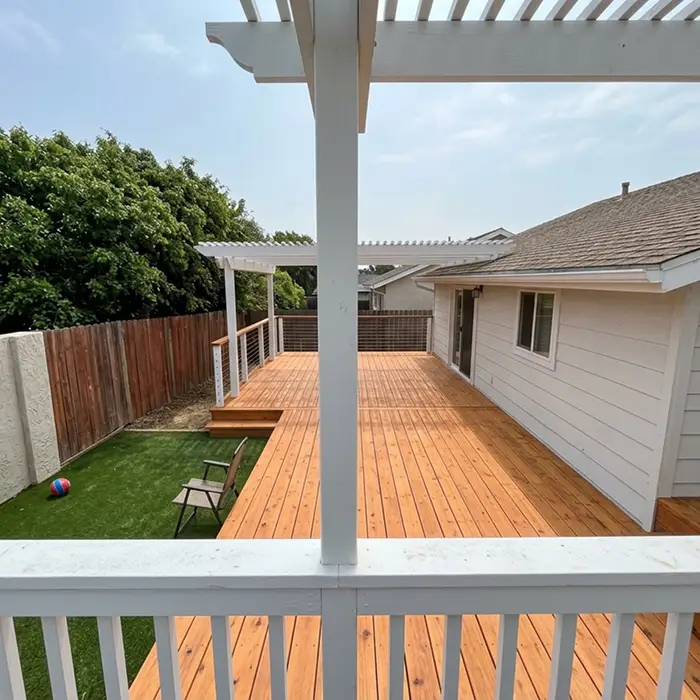 Classic warm redwood and cedar deck