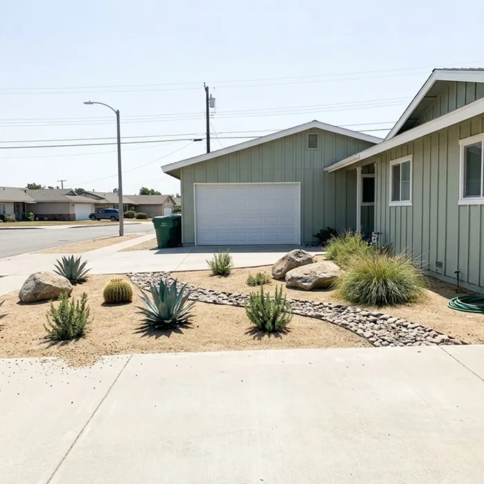 Drought-tolerant succulent front yard landscaping