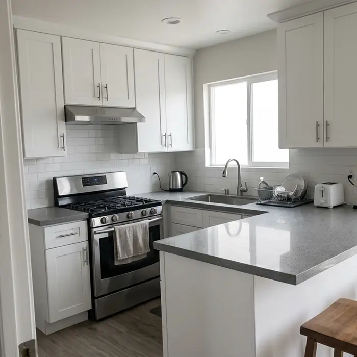 Full kitchen remodel with white shaker cabinets
