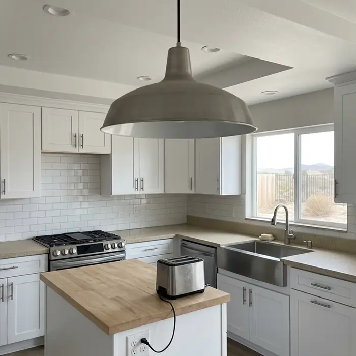 Kitchen task lighting, power and plumbing