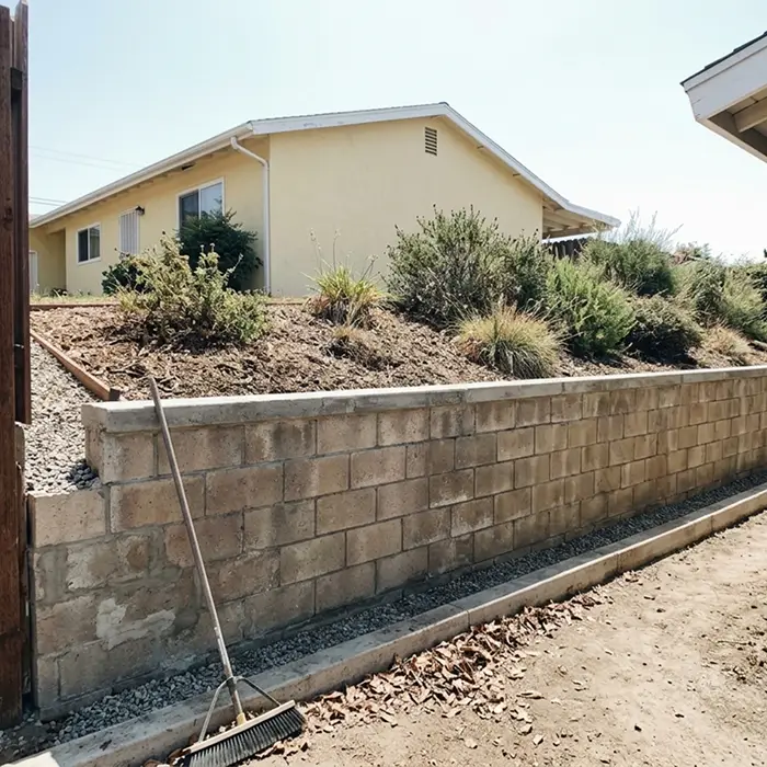 Repaired and restored retaining wall