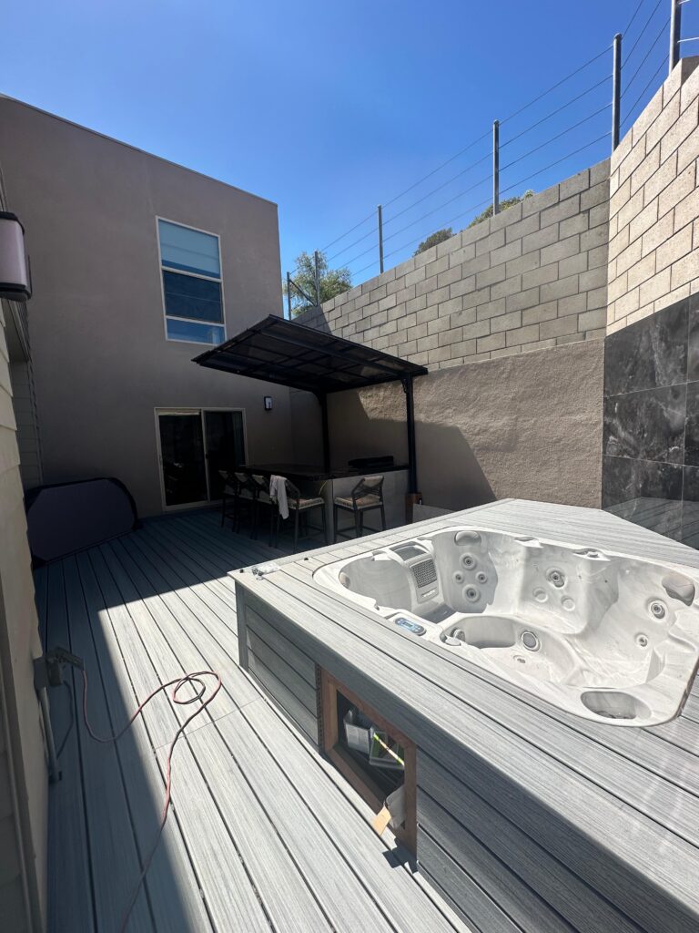 Full Backyard Remodel: Composite Deck, Hot Tub & Shade Pergola